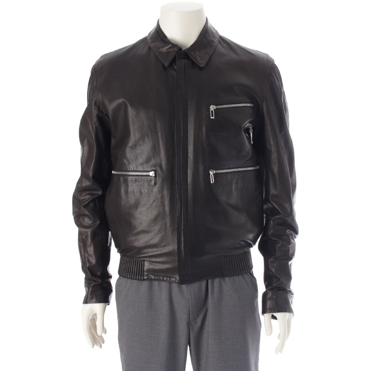 Dior Homme Ash Era Lambskin Chris Van Ash Zip Up Jacket Rider's Black 46