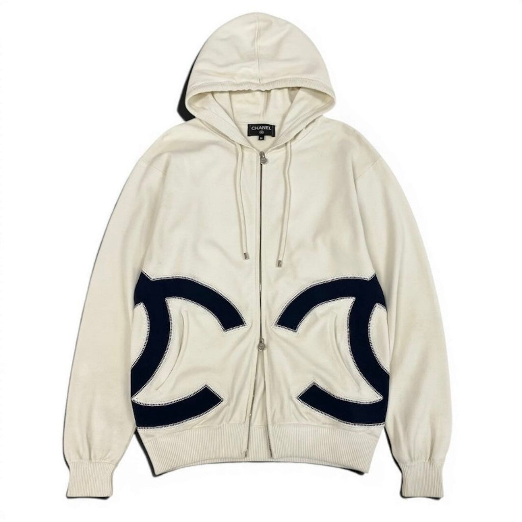 Chanel CC Logo Double Zip Hoodie Big Polyester Viscose — view 2