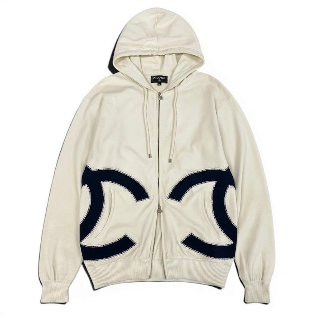 Chanel CC Logo Double Zip Hoodie Big Polyester Viscose — view 2