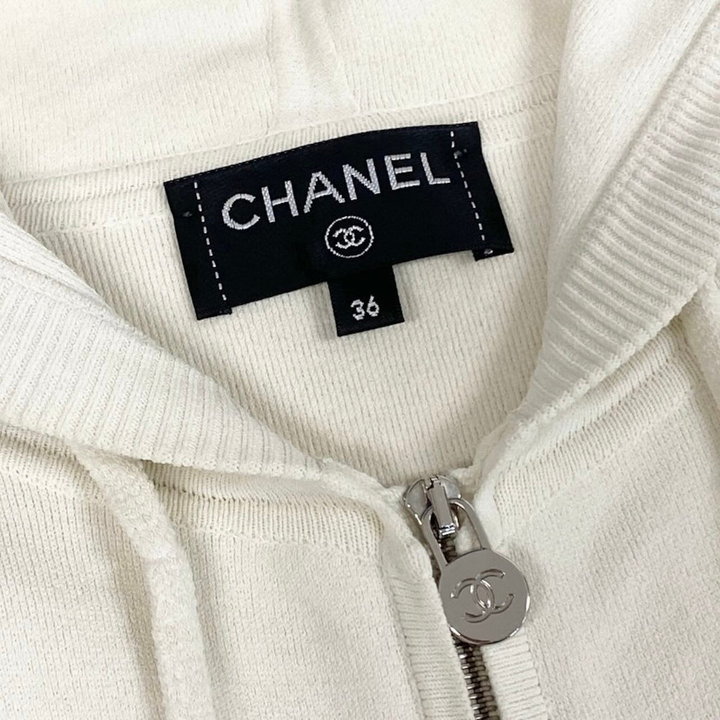Chanel CC Logo Double Zip Hoodie Big Polyester Viscose — view 7