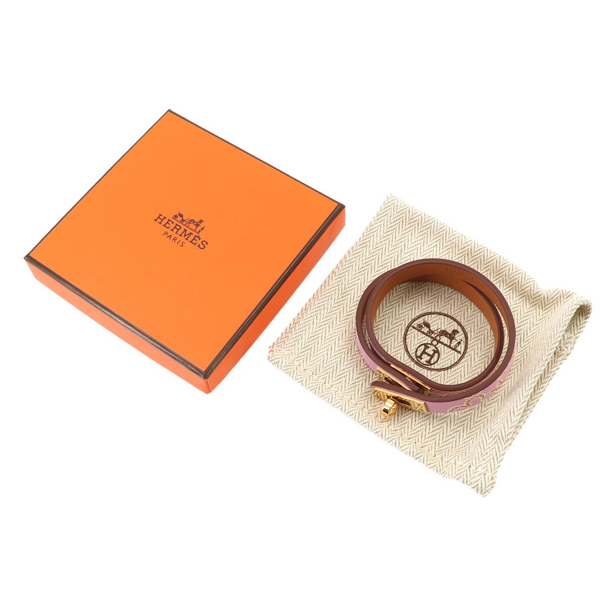 Hermes Mini Kelly Lucky Daisy Double Tour Bracelet Swift Mauve Sylvestre — view 2