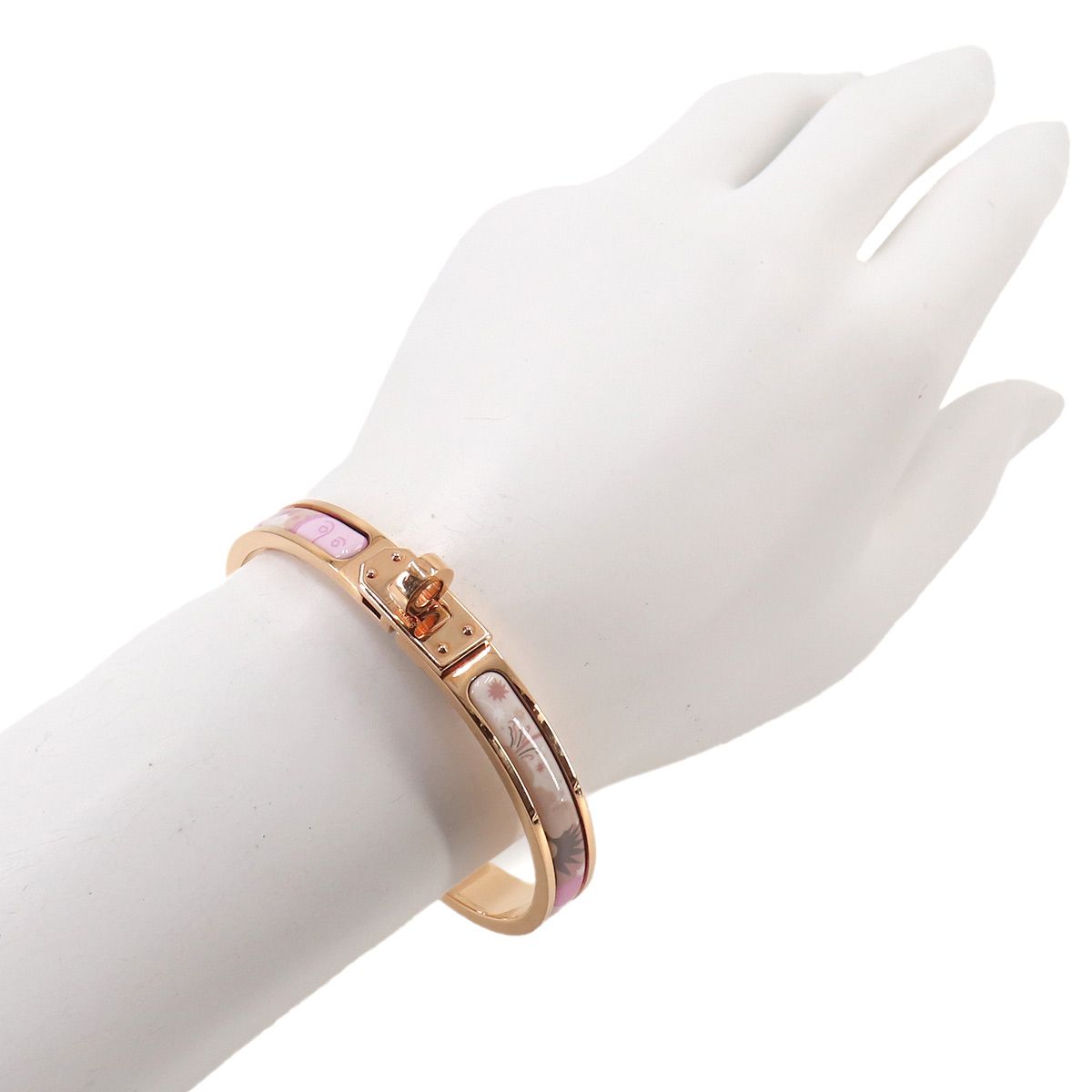 Hermes Mini Clic Kelly PM Bangle White Rose Gold Kingdom of Elios Bracelet — view 6
