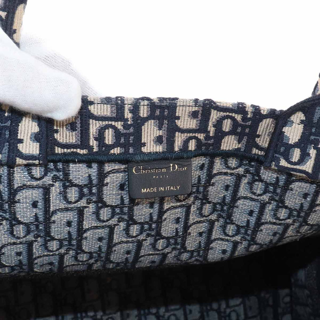 Dior Oblique Book Tote Bag Large Canvas Navy — view 8