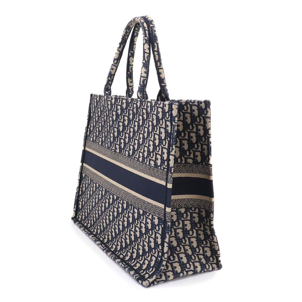 Dior Oblique Book Tote Bag Large Canvas Navy — view 3