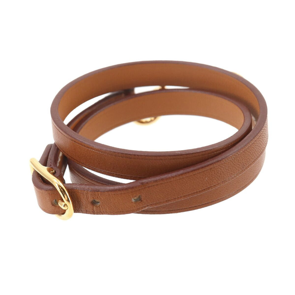 Hermes Triple Tour Bracelet Leather Brown T1 Gold — view 3