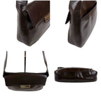 Prada Mirror Calf Leather Shoulder Bag Hobo Dark Brown Cobra Buckle Silver — view 4