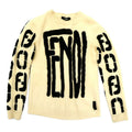 Fendi Big Logo Crew Neck Sweater Ivory Black 48 Wool Knit