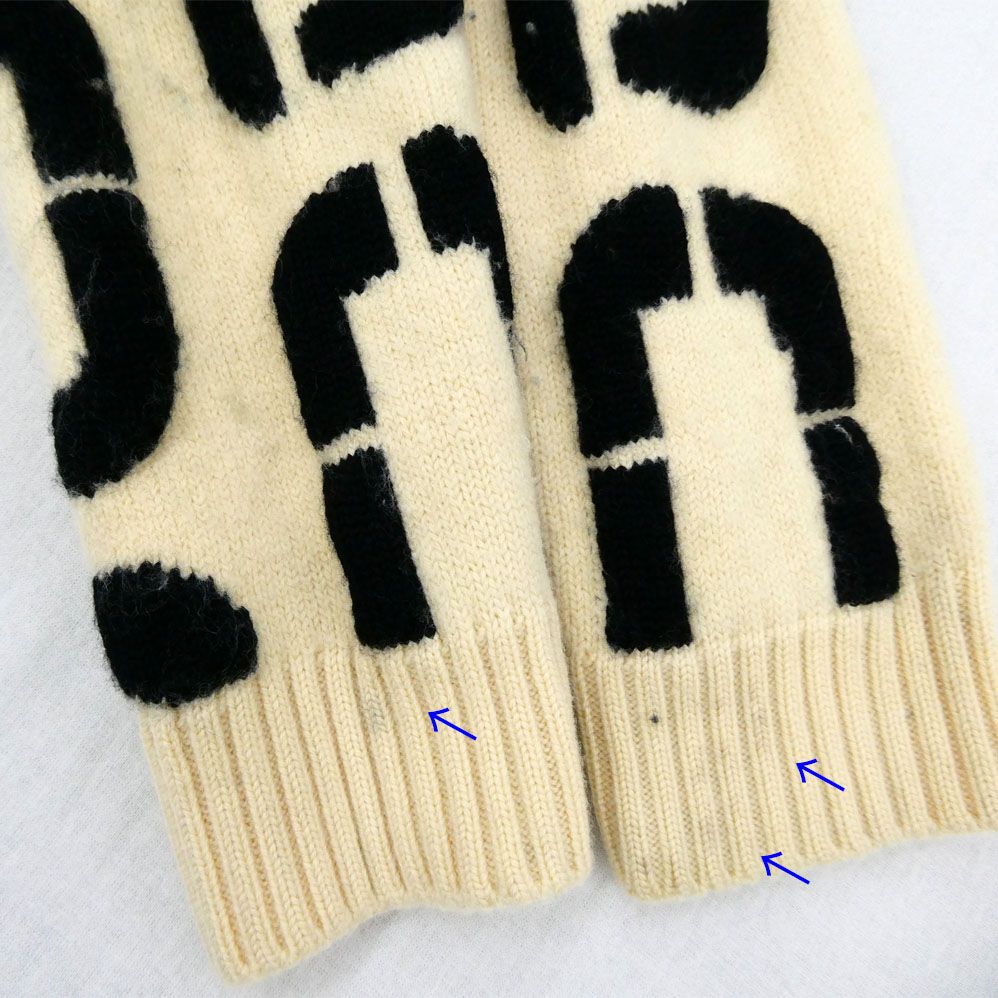 Fendi Big Logo Crew Neck Sweater Ivory Black 48 Wool Knit — view 7