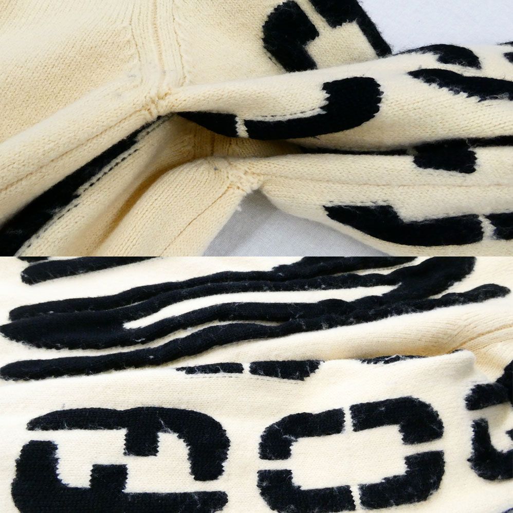 Fendi Big Logo Crew Neck Sweater Ivory Black 48 Wool Knit — view 8