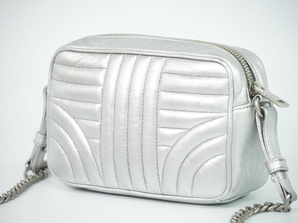 Prada Diagram Chain Shoulder Bag Pochette Leather Silver Diagramme — view 2