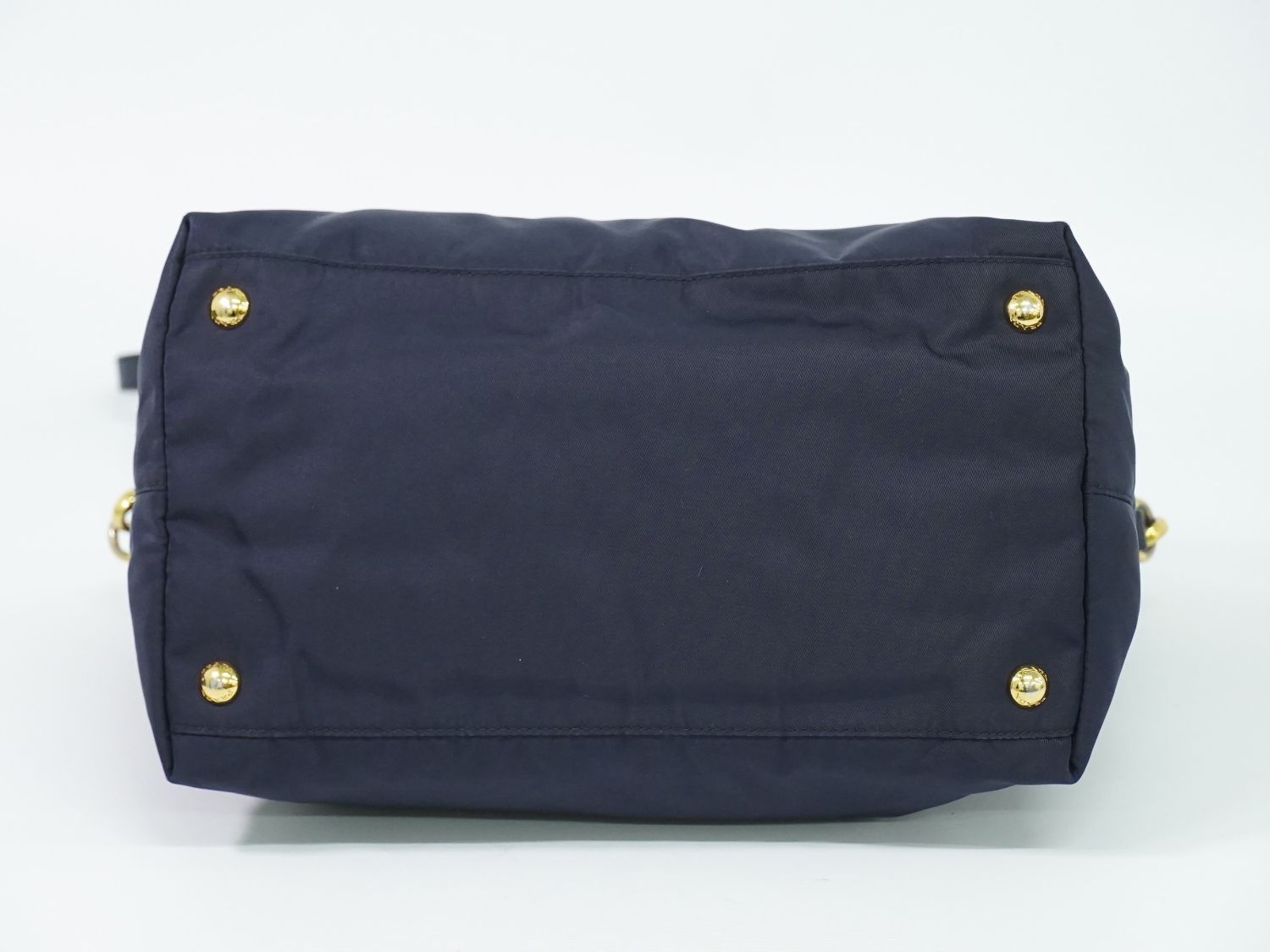 Prada Nylon Leather 2-Way Shoulder Bag Tote Navy — view 3