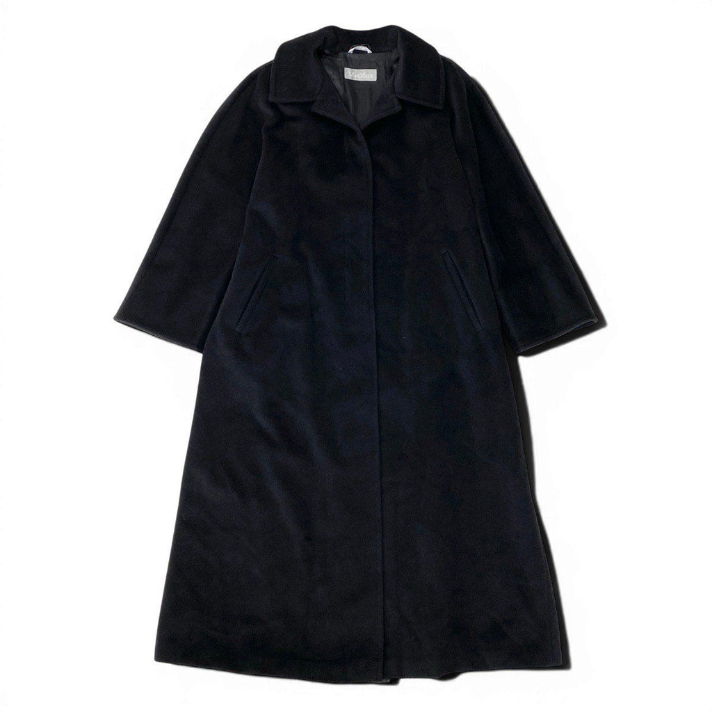 Max Mara Soutien Collar Coat Extra Long Length 42 Black