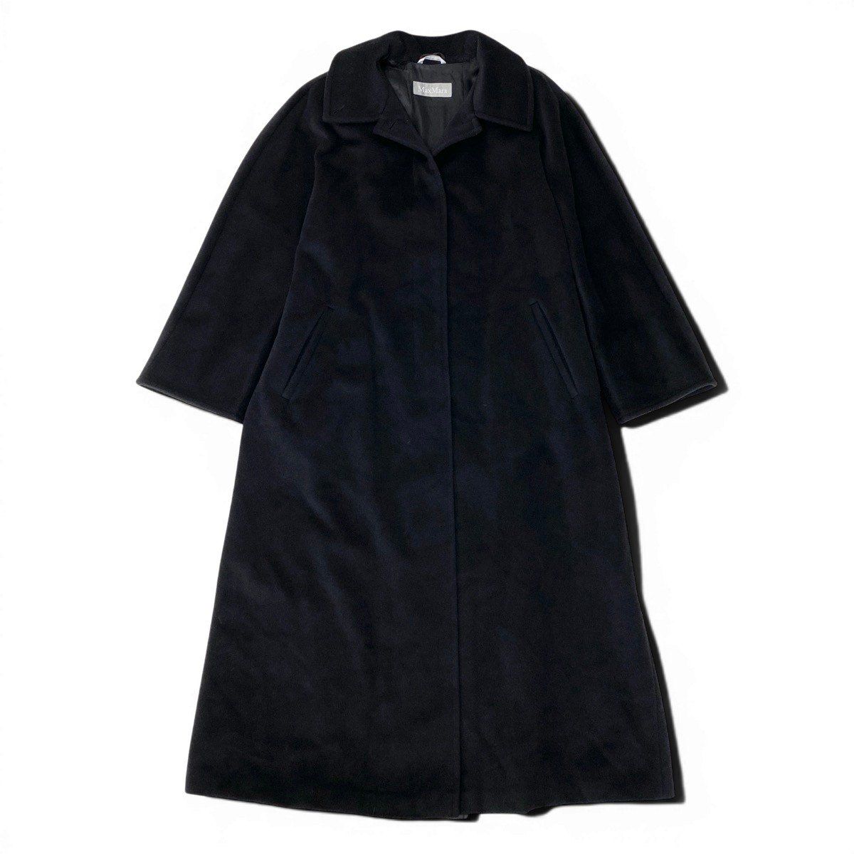 Max Mara Soutien Collar Coat Extra Long Length 42 Black