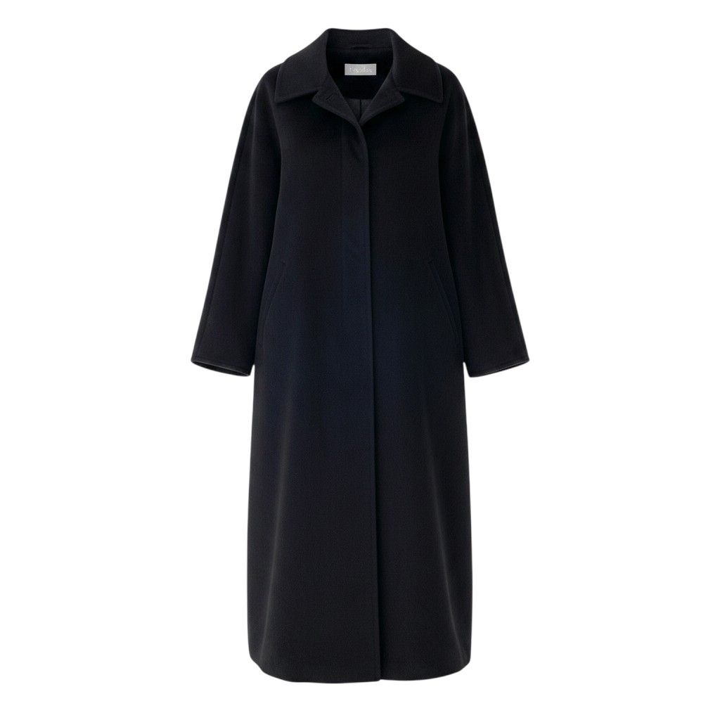 Max Mara Soutien Collar Coat Extra Long Length 42 Black