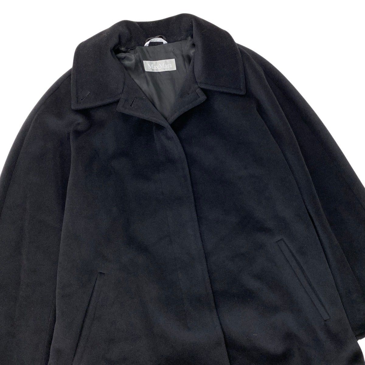 Max Mara Soutien Collar Coat Extra Long Length 42 Black
