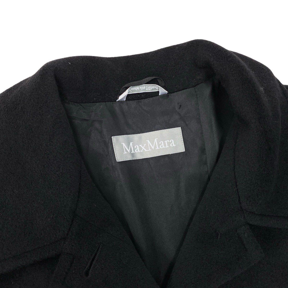 Max Mara Soutien Collar Coat Extra Long Length 42 Black