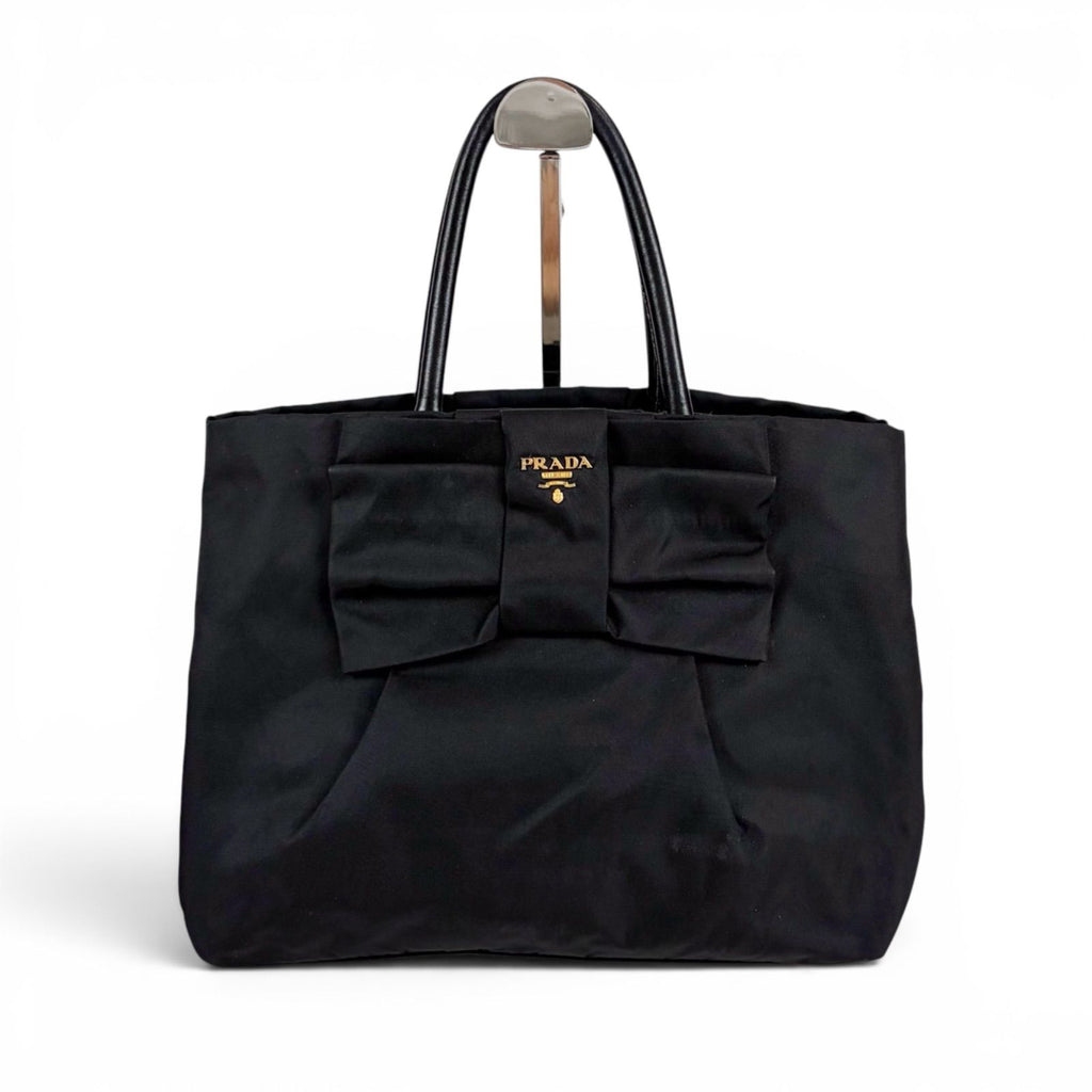 Prada Big Ribbon Tote Mini Big Mini Black Nero Tessuto Nylon Gold Ceremonies