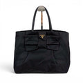 Prada Big Ribbon Tote Mini Big Mini Black Nero Tessuto Nylon Gold Ceremonies