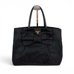 Prada Big Ribbon Tote Mini Big Mini Black Nero Tessuto Nylon Gold Ceremonies