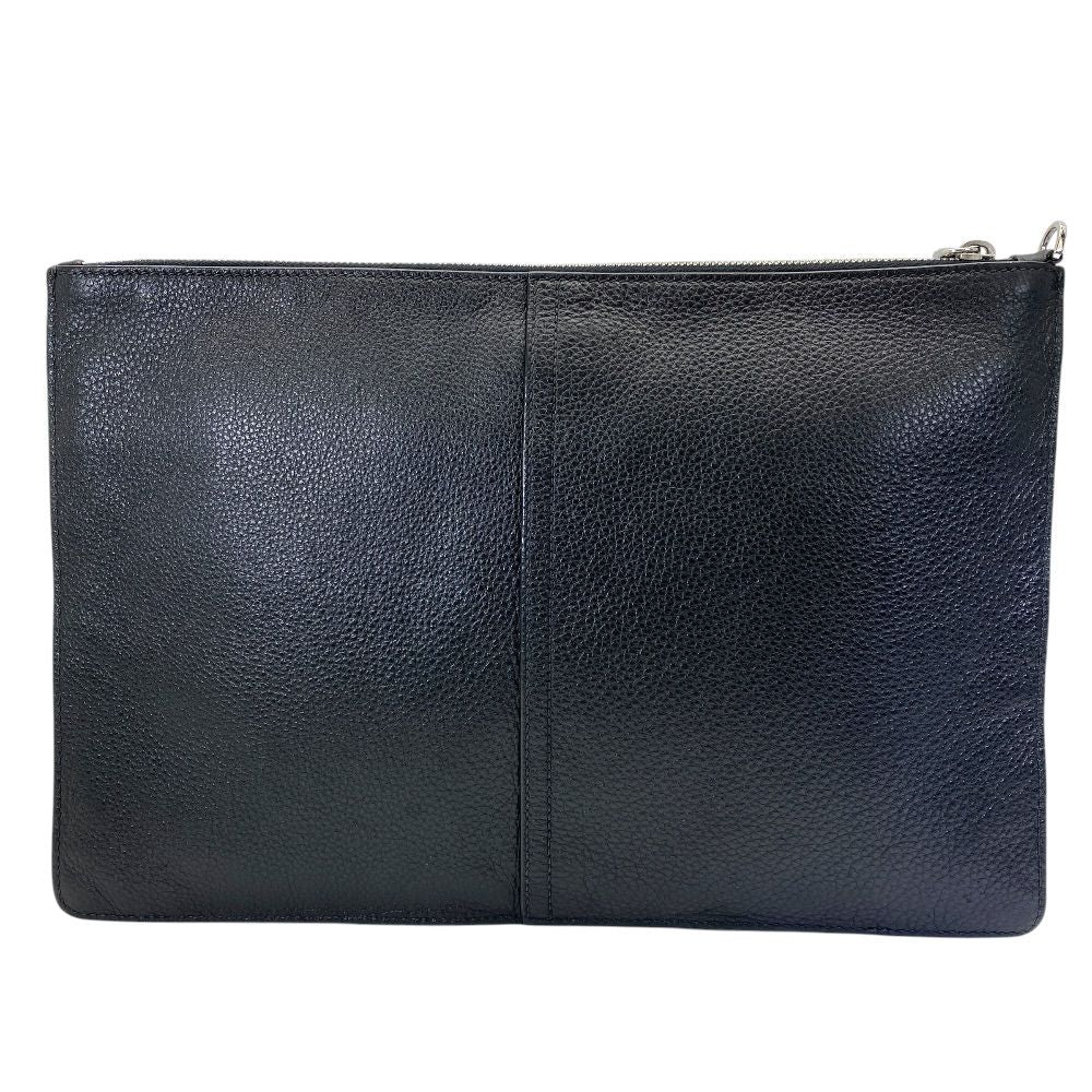 Prada Clutch Document Case Logo Ship Leather Black Business — view 2
