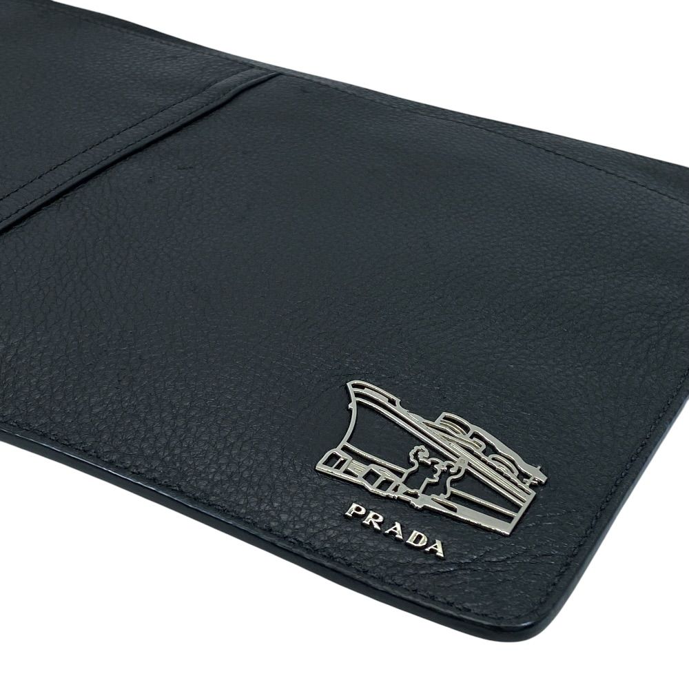 Prada Clutch Document Case Logo Ship Leather Black Business — view 3