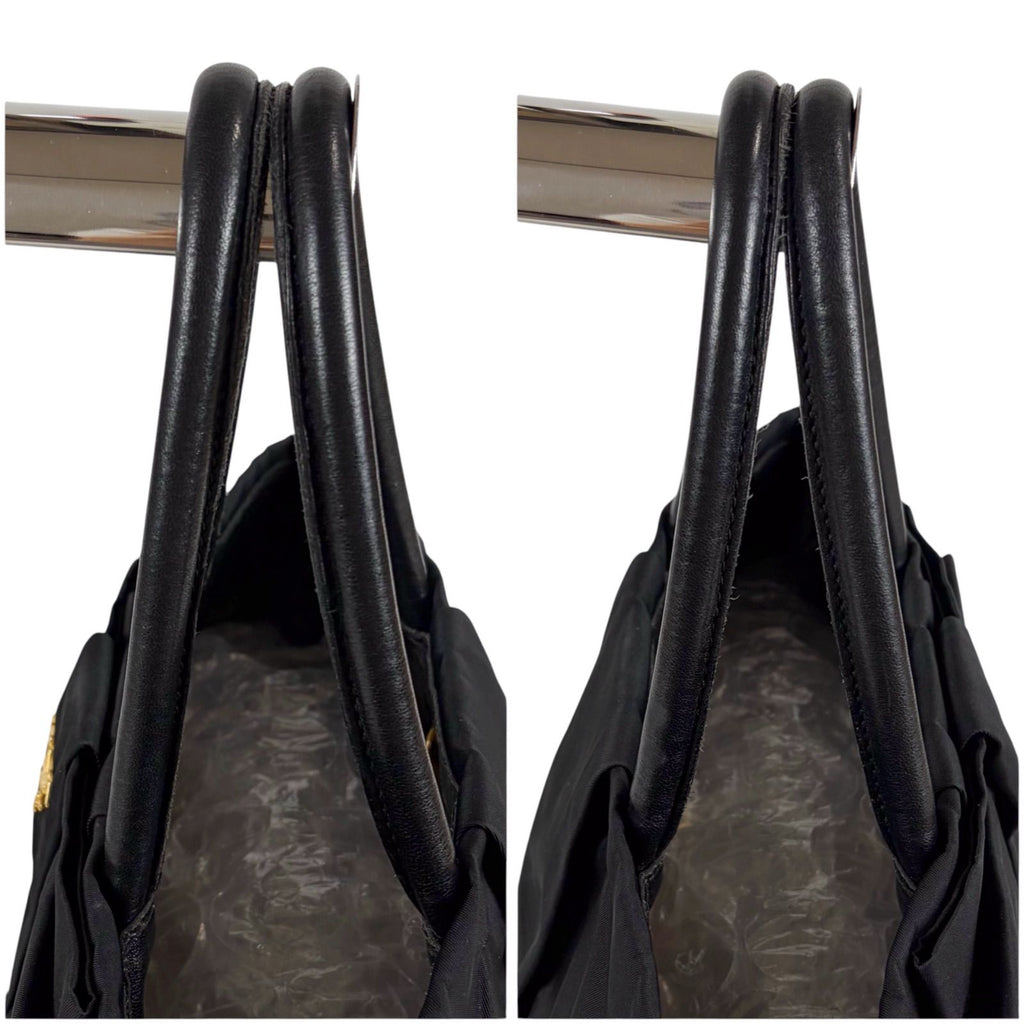 Prada Big Ribbon Tote Mini Big Mini Black Nero Tessuto Nylon Gold Ceremonies — view 6