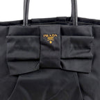 Prada Big Ribbon Tote Mini Big Mini Black Nero Tessuto Nylon Gold Ceremonies — view 8