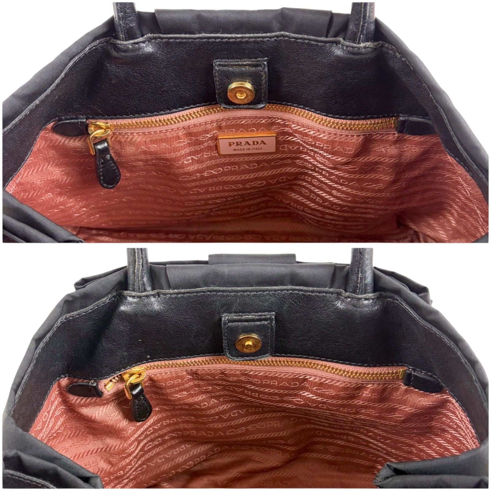 Prada Big Ribbon Tote Mini Big Mini Black Nero Tessuto Nylon Gold Ceremonies — view 7