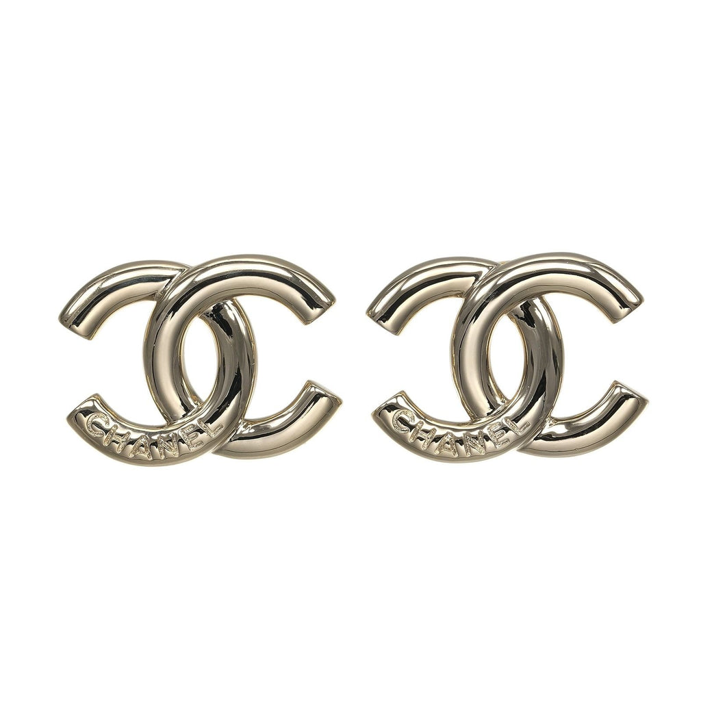 Chanel CC Logo Gold Plated Earrings