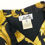 Hermes Vintage Silk Contrast Knit Polo Shirt Long Sleeve Scarf Pattern — view 7