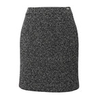 Chanel Vintage Tweed Skirt Knee Length Logo Plate White Wool