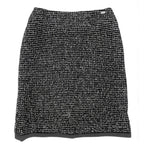 Chanel Vintage Tweed Skirt Knee Length Logo Plate White Wool — view 2