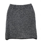 Chanel Vintage Tweed Skirt Knee Length Logo Plate White Wool — view 3