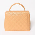Chanel Top Handle Bag Handbag CC Logo Quilted Caviar Leather Beige Gold — view 2