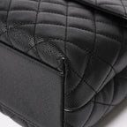 Chanel Quilted CC Logo CC Handbag Top Handle Turnlock Caviar Leather Black Gold — view 8