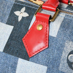 Louis Vuitton Speedy 30 Monogram Denim Square Patchwork Blue Red Gold Handbag — view 8