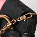 Gucci Horsebit Chain Clutch Shoulder Bag GG Canvas Silk Bamboo Black Pink Gold — view 7