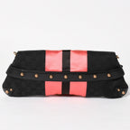 Gucci Horsebit Chain Clutch Shoulder Bag GG Canvas Silk Bamboo Black Pink Gold — view 3