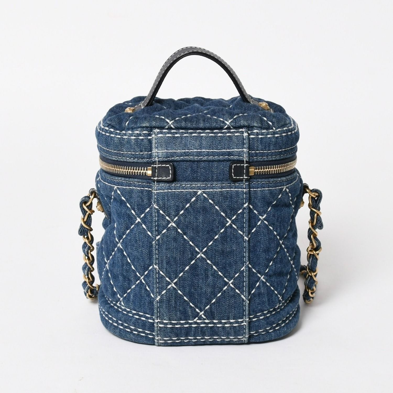 Chanel Vanity Chain Shoulder Bag CC Logo Denim Wild Stitch Gold — view 2