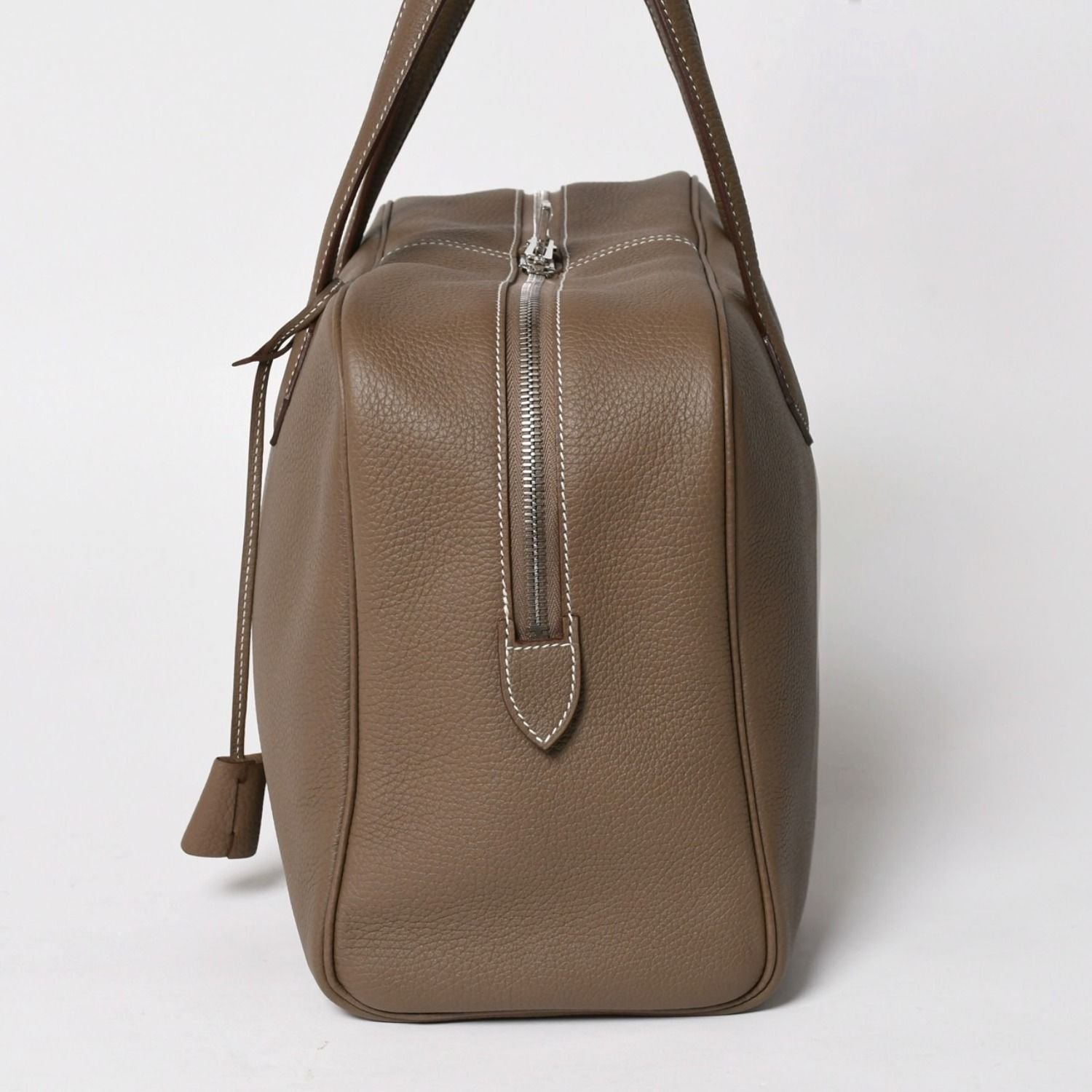 Hermes Victoria 2 35 Etoupe Silver Taurillon Clemence Tote Travel Bag — view 5