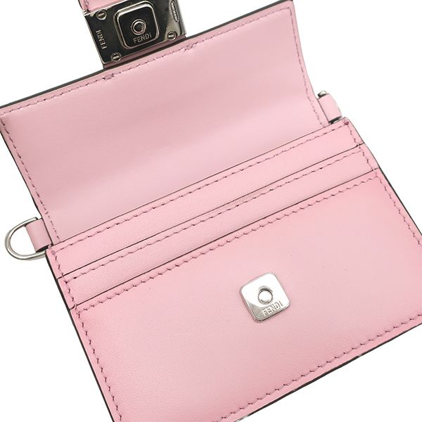 Fendi Shoulder Bag Micro Flat Leather Pink Silver Compact Wallet Mini — view 5