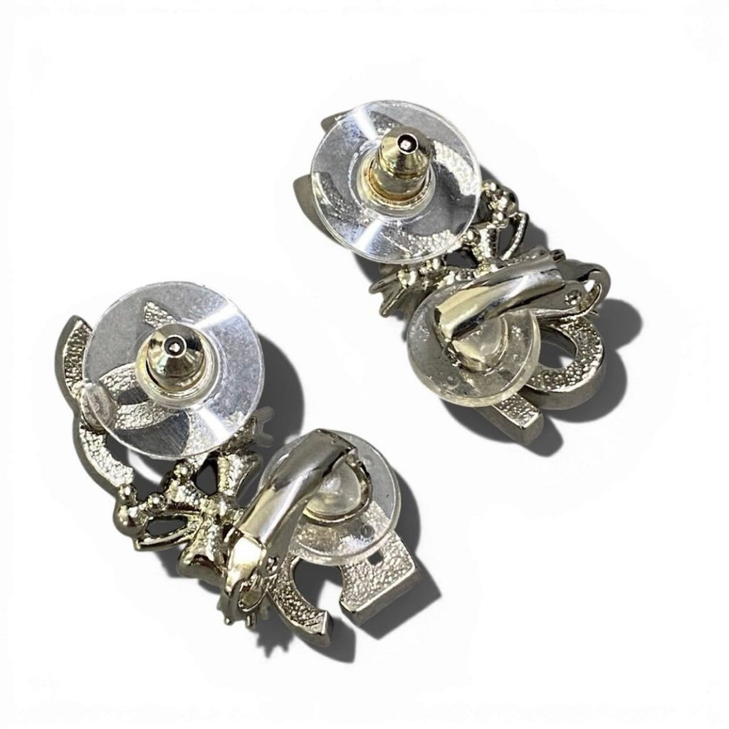 Chanel No. 5 CC Logo Rhinestone Metal Earrings — view 4