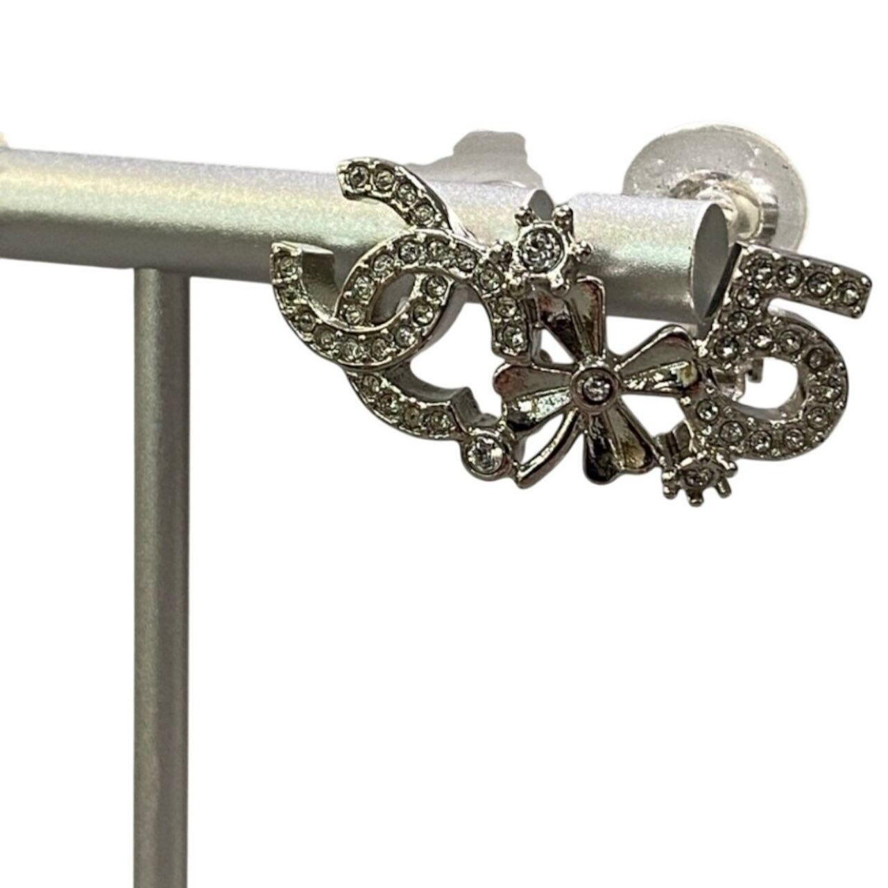 Chanel No. 5 CC Logo Rhinestone Metal Earrings — view 3