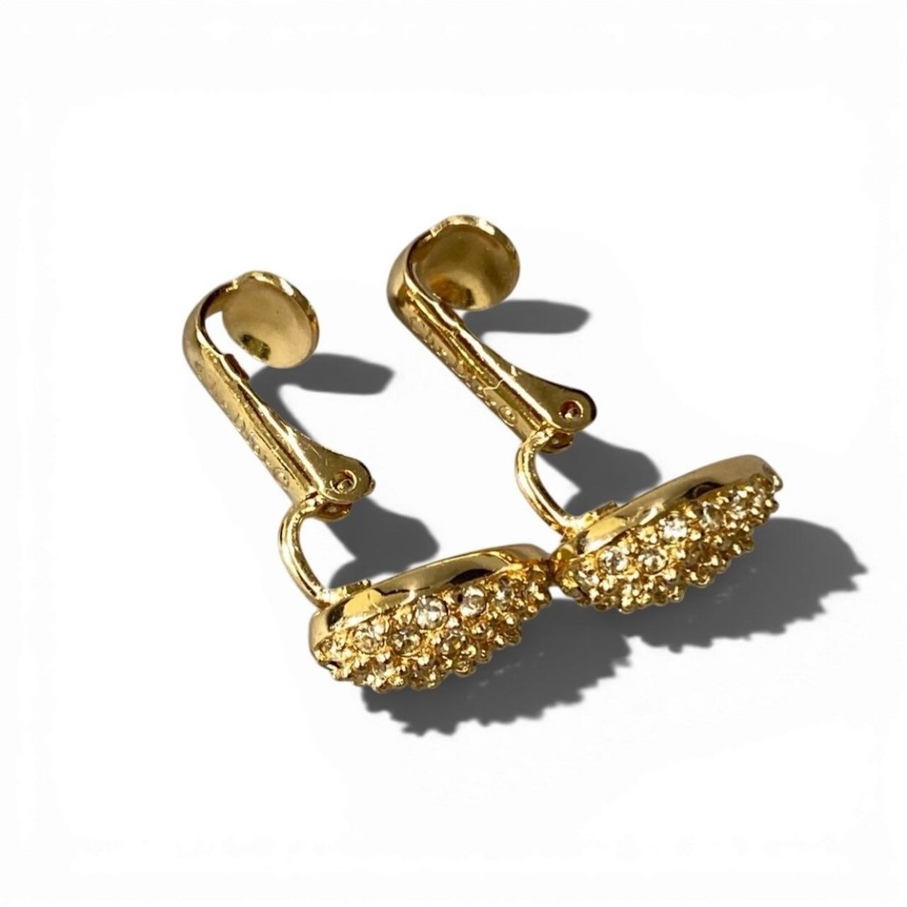 Dior Drop Earrings Gold Rhinestone — view 5