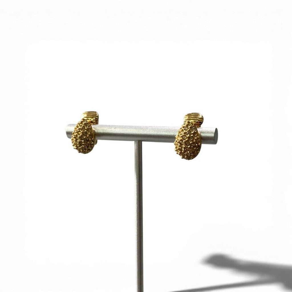 Dior Drop Earrings Gold Rhinestone — view 2