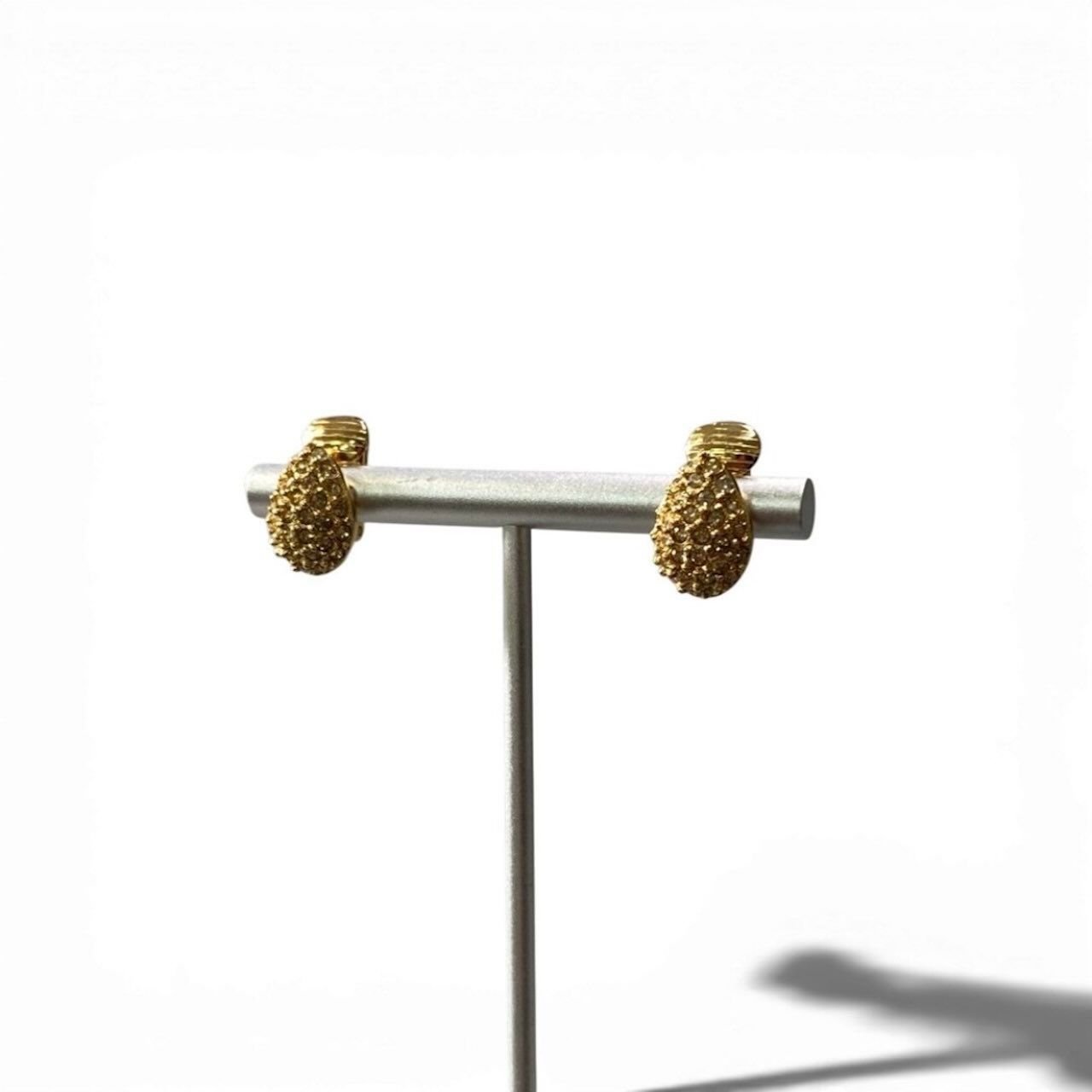 Dior Drop Earrings Gold Rhinestone — view 2