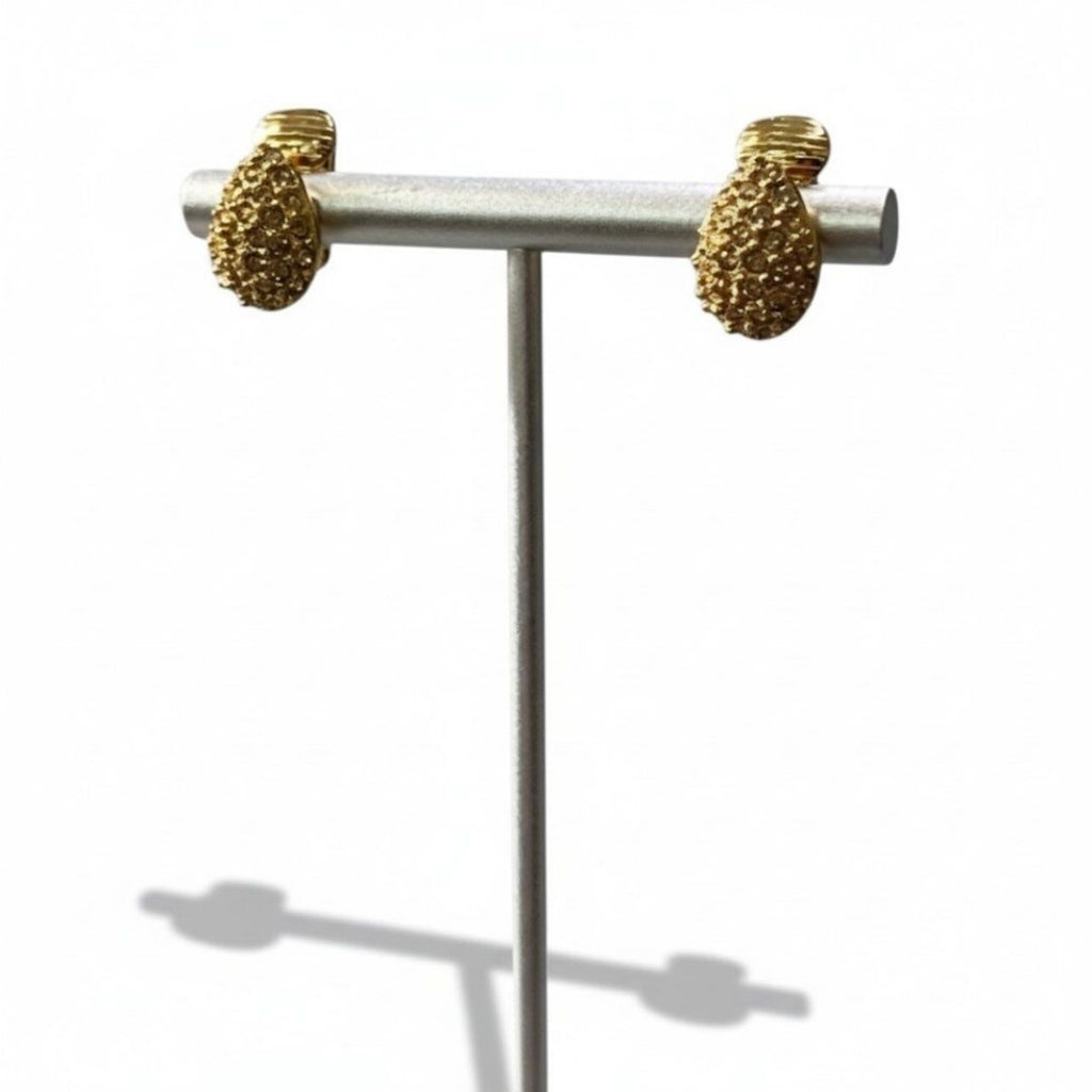 Dior Drop Earrings Gold Rhinestone