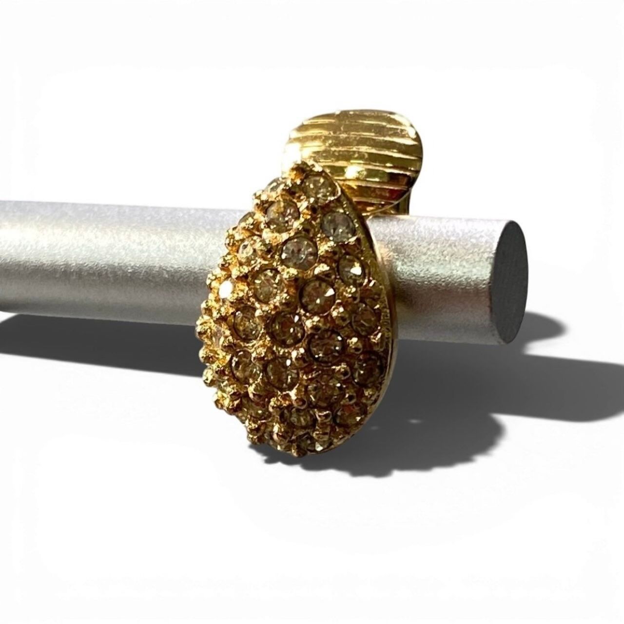 Dior Drop Earrings Gold Rhinestone — view 4