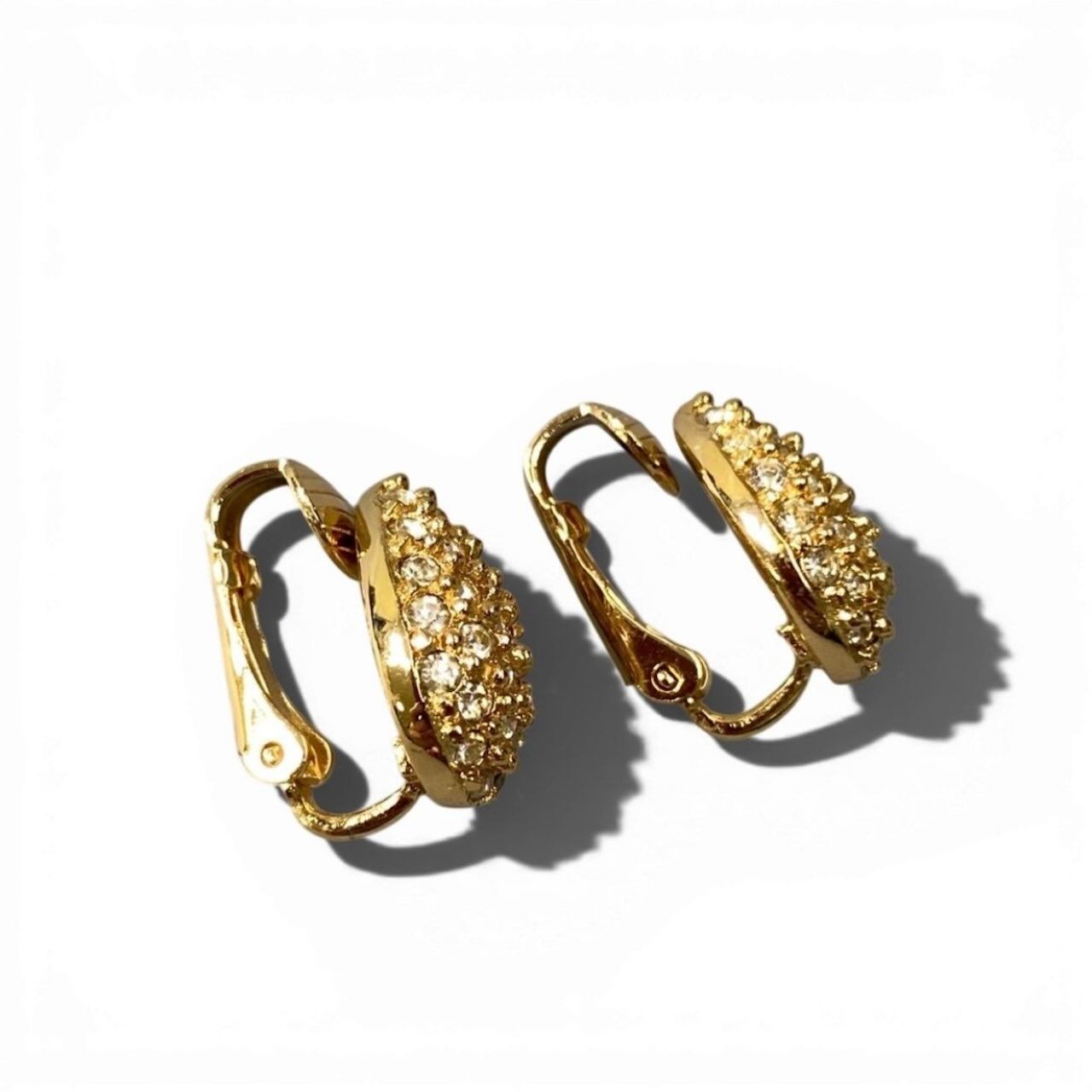 Dior Drop Earrings Gold Rhinestone — view 6