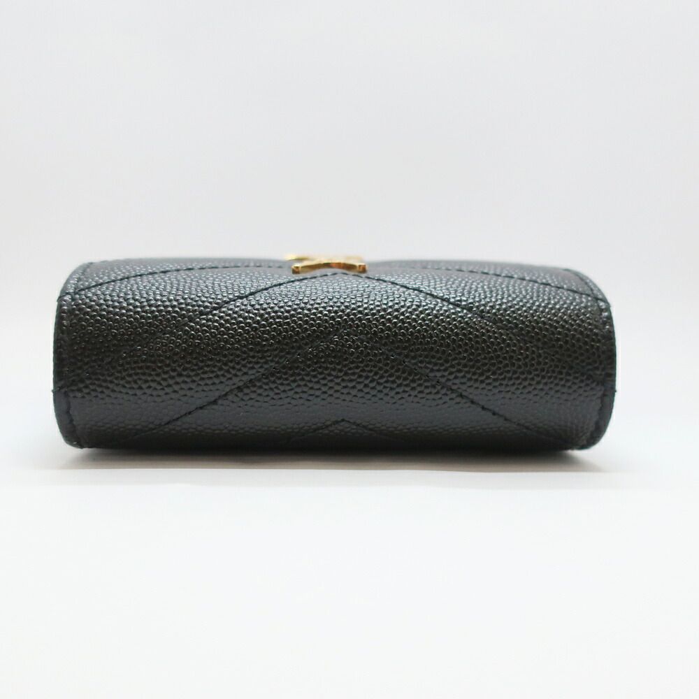 Saint Laurent Ten Multi Fold Wallet Black Leather Compact Mini Logo Quilted — view 6